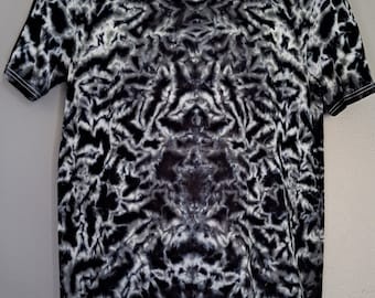 Adults Medium Handmade Black Krinkle/Scrunch Rorschach Traditional Tie-Dye Shirt. | By: Morning Dew