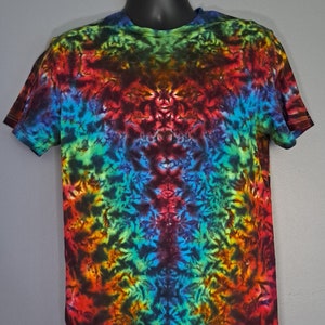 Adults Medium Handmade Rainbow Krinkle/Scrunch Rorschach Traditional Tie-Dye Shirt. | By: Morning Dew