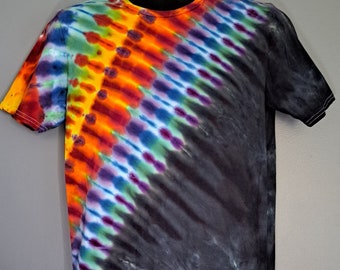 Adults Medium/ M Handmade Rainbow Split Pleated Traditional Tie-Dye Shirt. | By: Morning Dew