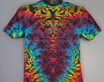 Adults Small Handmade Rainbow Krinkle/Scrunch Rorschach Traditional Tie-Dye Shirt. | By: Morning Dew