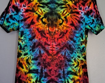 Adults Medium Handmade Rainbow Krinkle/Scrunch Rorschach Traditional Tie-Dye Shirt. | By: Morning Dew