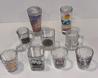 Vintage Shot Glass 9 | Souvenir & Collectible Shot Glasses | Oklahoma, Giant Panda, George Jones | More | Mixed Barware
