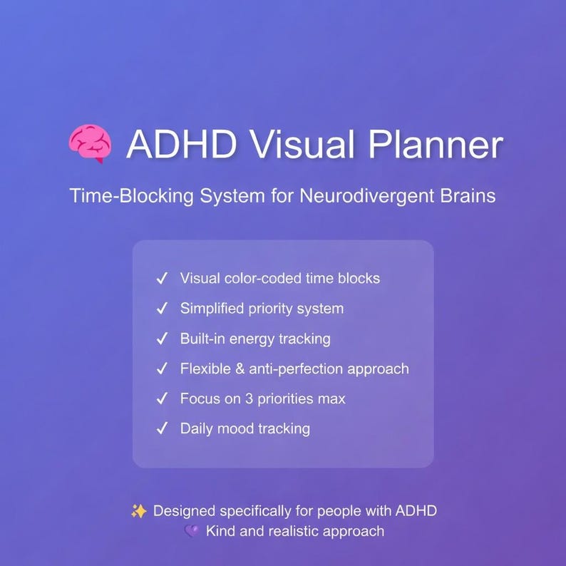 ADHD Visual Planner – Simple Daily System for Focus & Clarity - Etsy