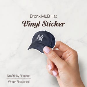 Pegatina de gorra de béisbol del Bronx en acuarela, calcomanía de béisbol de Nueva York, linda pegatina deportiva dibujada a mano para portátil o botella de agua, regalo para fanática del béisbol