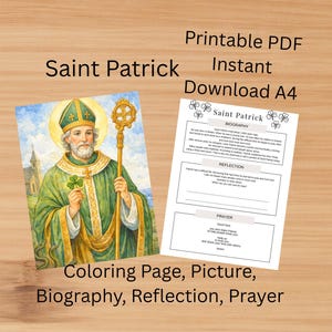 Saint Patrick Printable – Catholic Saint Activity for Kids | Biography, Prayer & Reflection | Coloring Page | Catholic Classroom Resource