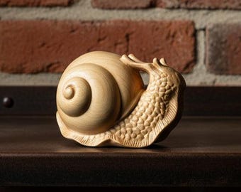 Handcrafted Wooden Snail Decorative Sculpture | Rustic Animal Accent