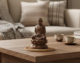 Handgeschnitzte hölzerne Meditation Buddha Statue Ornament | Orientalische klassische Stil Desktop & Home Decor