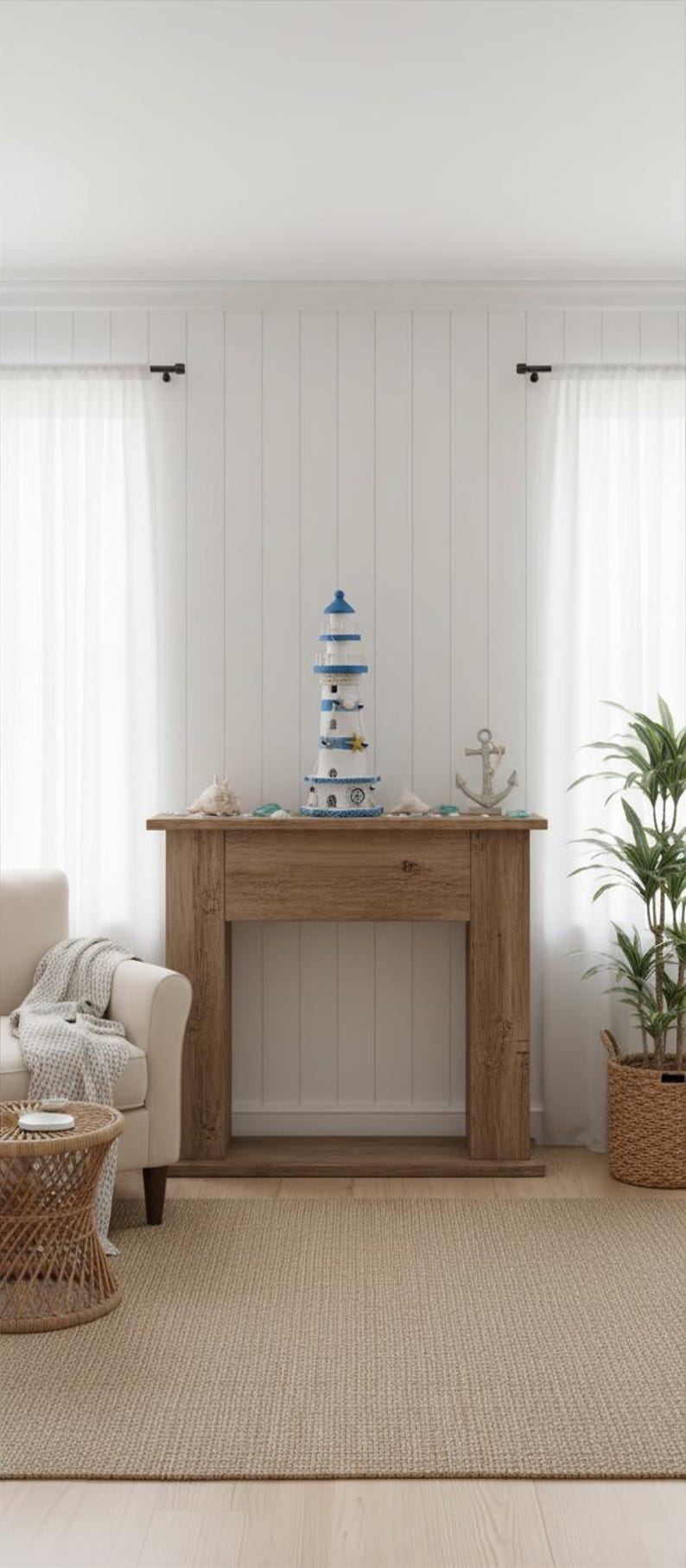 Mediterranean Wooden Lighthouse Ornament | Handcrafted Nautical Decor ...