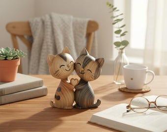Vintage Cat Figures With Real Hair or Fur. Vintage Cat Art. Cat