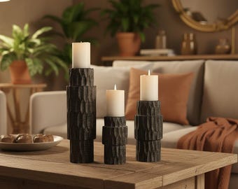 Decorative Wooden Centerpiece Candle Holder | Elegant Rustic Candle Stand
