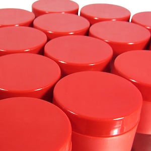 50 (Fifty) - Cosmetic Jars and Lids Plastic Beauty Containers with Matching Cap Ideal for Body Butter, Cream & Salve - 50 ml (Red)