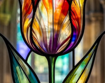 DIYパターン：春のチューリップステンドグラス