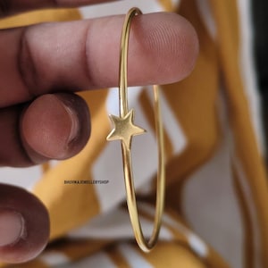 18K guldpläterad stjärnarmring, tunt armband i sterlingsilver