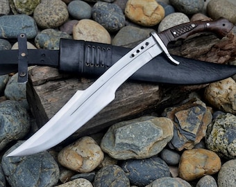 Handmade Spartan Sword | 18" Carbon Steel Blade, Rosewood Handle, Leather Sheath