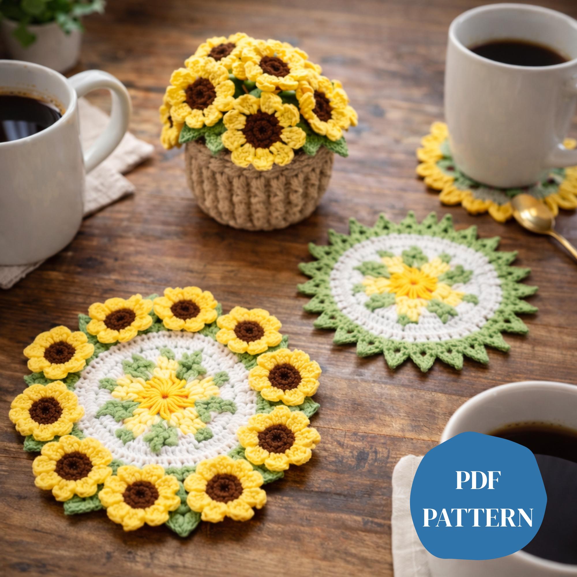Sunflower Crochet Coaster Pattern, Beginner Friendly DIY (PDF Pattern ...