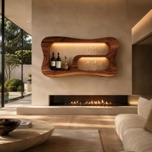 Botellero de lujo para pared, mueble vinoteador moderno de madera, estante flotante para vinoteca, almacenamiento de vino contemporáneo, decoración de diseño para bar en casa.