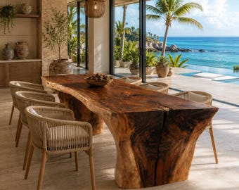 Live Edge Dining Table, Solid Walnut Dining Table, Handmade Dining Table, Luxury Wood Table, Organic Modern Dining Furniture