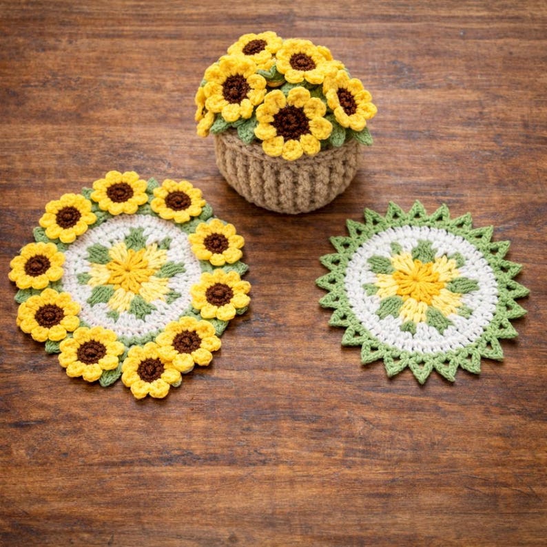 Sunflower Crochet Coaster Pattern, Beginner Friendly DIY (PDF Pattern ...