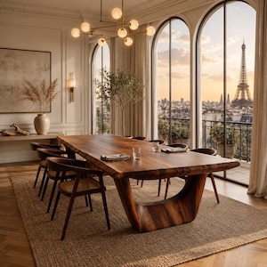 Luxury Walnut Dining Table Set, Solid Wood Dining Table, Modern Dining Room Furniture, Vineyard Estate Dining Table, Designer Wood Table