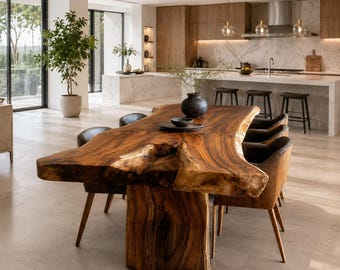 Solid Wood Table, Live Edge Table, Walnut Dining Table, Handmade Custom Dining Table, Modern Farmhouse Luxury Furniture