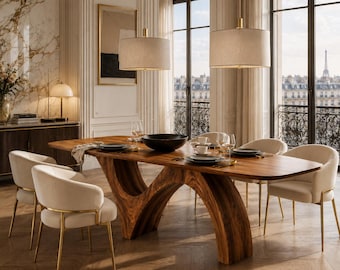 Solid Wood Dining Table, Live Edge Dining Table, Walnut Dining Table, Organic Modern Table, Luxury Handmade Dining Furniture