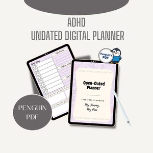 Undated Digital Planner, Open Dated Planner Printable, Aesthetic Daily Weekly Agenda, ADHD Friendly, Self Care Journal, Pastel PDF