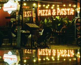Da Nang Neon Nights: "Motor City" Reflection | 35mm Analog Street Photography | Digital Download