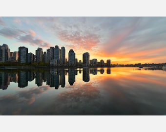 Vancouver Sunrise Photography Download, Waterfront Reflection Wall Art