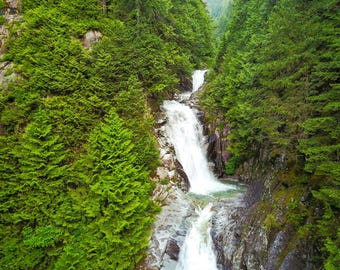 Waterfall Photography Download, Green Forest Landscape Wall Art