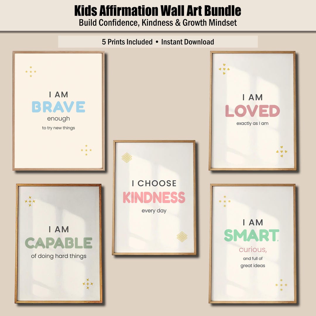 Kids Affirmation Bundle Printable Wall Art, Growth Mindset Posters ...