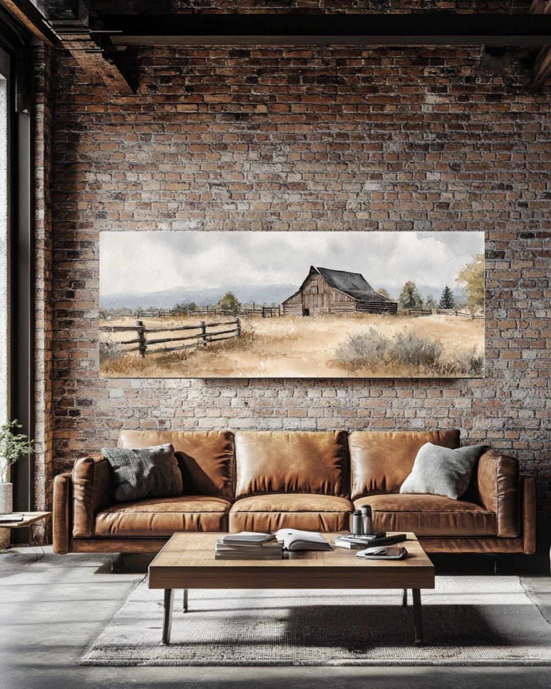 Rustic Barn Watercolor Print – Farmhouse Landscape Canvas Art - Etsy