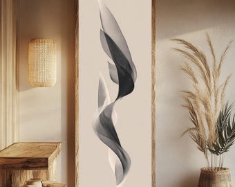 Abstract Wing Gloss Print, Modern Beige Black Flowing Lines Poster