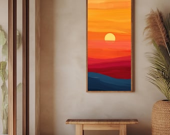 Minimalist Sunset Abstract Art Print, Warm Gradient Wall Decor, Modern Landscape Poster