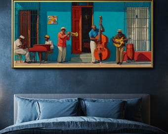 Kubanische Jazz Band Leinwanddruck - Lebendige Musikszene Wandkunst