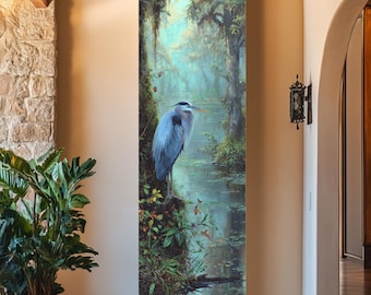 Blue Reiher Swamp Leinwand, ätherisches Licht, gerahmt oder Rolle