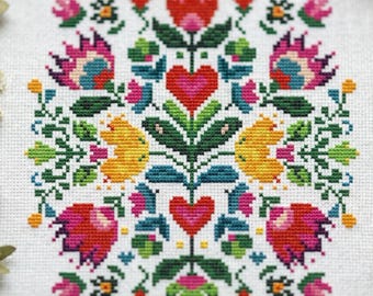 Folk Blumen Kreuzstich Muster PDF-cs55