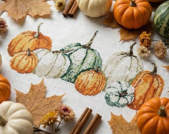 Fall pumpkin cross stitch pattern PDF - cs65