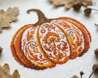Orange pumpkin cross stitch pattern PDF - cs3