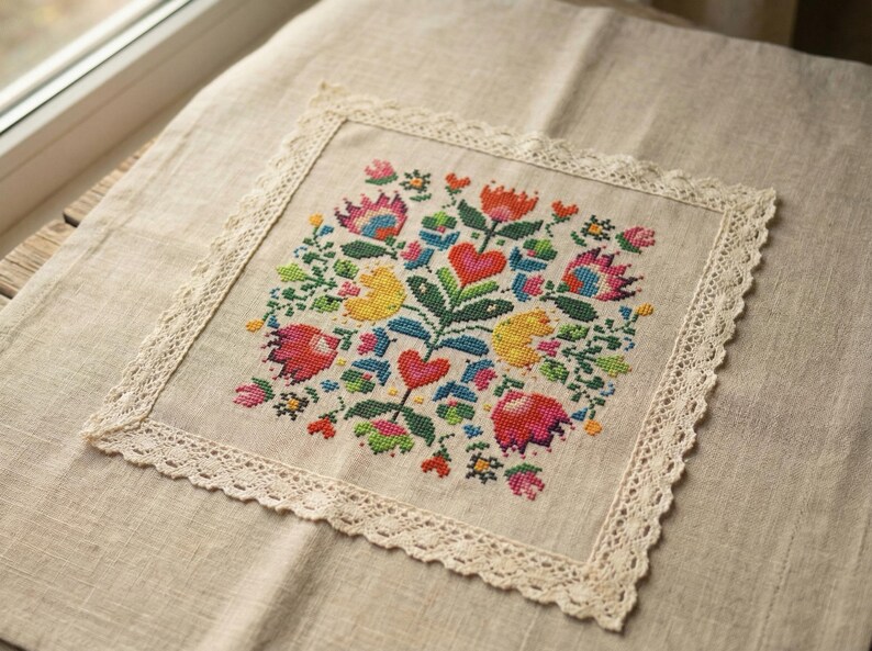 Folk Floral Cross Stitch Pattern PDF - cs55 image 8