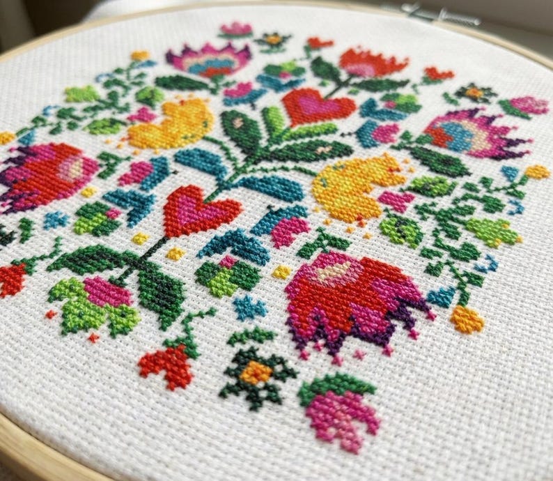 Folk Floral Cross Stitch Pattern PDF - cs55 image 7