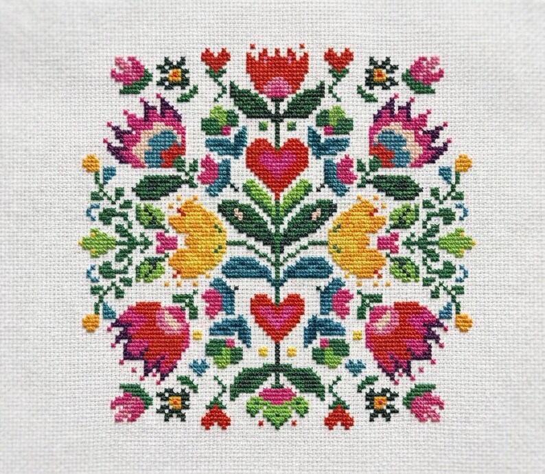 Folk Floral Cross Stitch Pattern PDF - cs55 image 5