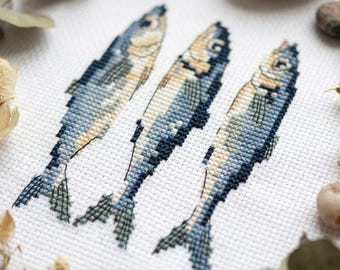 3 Sardines cross stitch pattern PDF – cs45