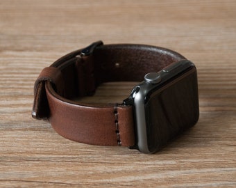 Apple Watch Band, 44mm, 40mm, 45mm, 41mm, 49mm Ultra, Leather Watch Band, Watch Strap, Men, Women, Walnut Brown, Series 1 2 3 4 5 6 7 8 SE