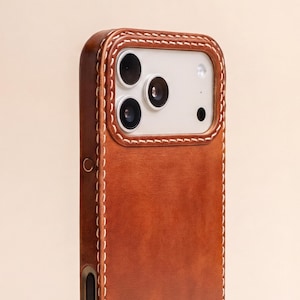 Handmade Leather iPhone Case – Honey Brown | Magsafe Compatible