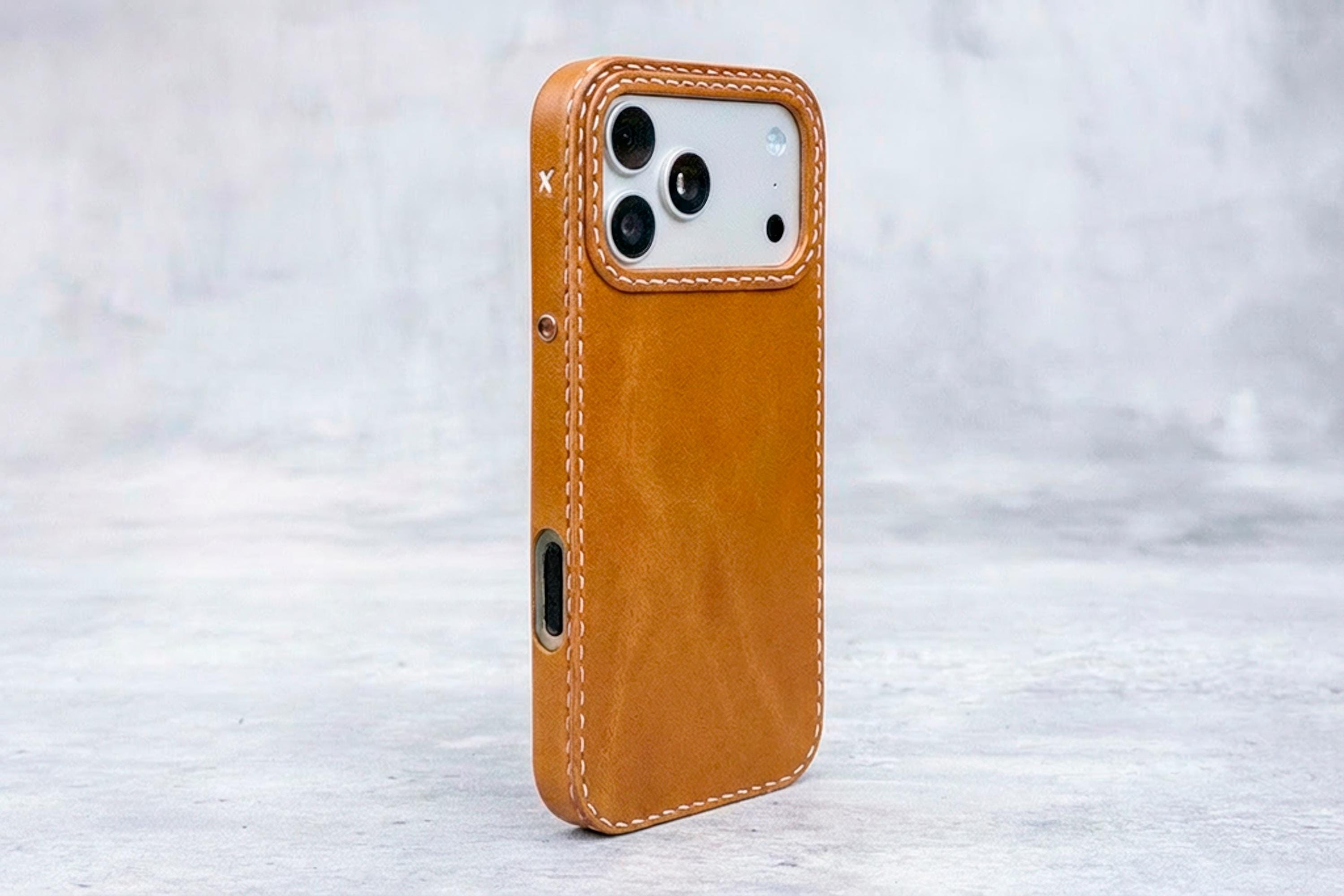 Handmade Leather iPhone Case – Honey Brown | Magsafe Compatible
