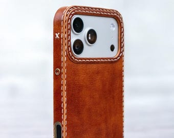 iPhone Leather Case – Canyon Brown, MagSafe, iPhone 12–17 Series, Handcrafted