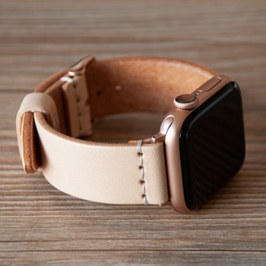 Apple Watch Band | 41mm 45mm 40mm 44mm 49mm Ultra 38mm 42mm | Leather Watch Band, Natural Vegetable Tanned | Series 1 2 3 4 5 6 7 8 Ultra SE