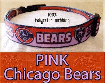 Chicago Bears PINK Polyester Webbing Designer Novelty Dog Collar or Seatbelt