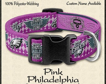 PINK Argyle Philadelphia Eagles Fly Eagles Fly Go Green NFL Football Designer Novelty Dog Collar