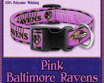 Baltimore Ravens PINK Polyester Webbing Designer Novelty Dog Collar